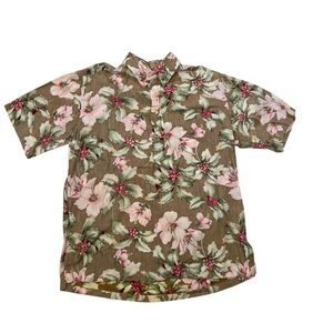 Reyn Spooner Men's Large L Hawaiian Christmas Button Down Shirt Floral Berry